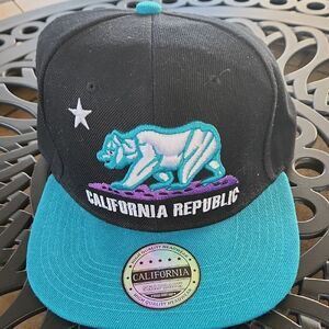 California Republic Snapback Hat - Black and Teal